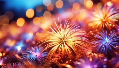 Fototapeta premium Vibrant Fireworks Display with Colorful Lights