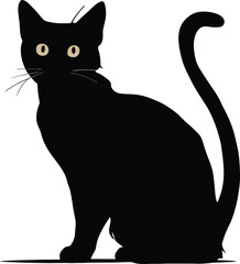 Flat design Cat silhouette vector on a white background