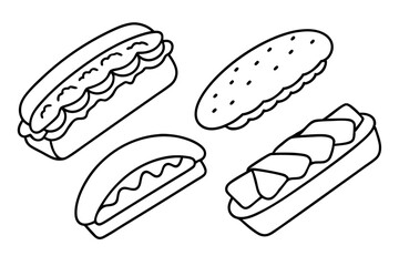 Baguette sandwiches line art design creative illustration