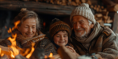 Fototapeta premium Generations United: A Cozy Holiday Gathering