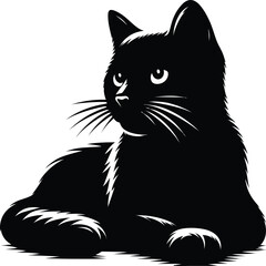Flat design Cat silhouette vector on a white background
