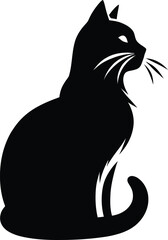 Flat design Cat silhouette vector on a white background