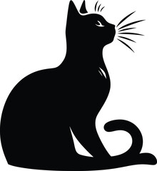 Flat design Cat silhouette vector on a white background