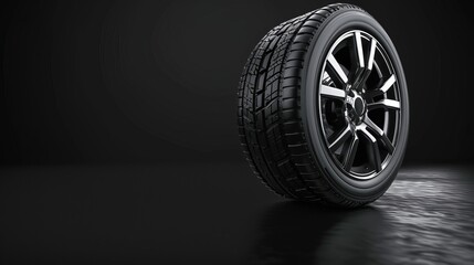 A 3D rendered banner for a car wheel business featuring a wheel on a black background.