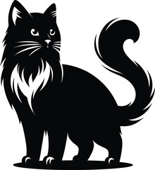 Flat design Cat silhouette vector on a white background