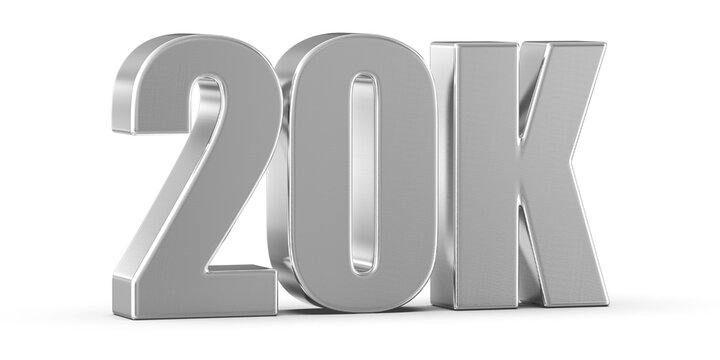 20k Followers Silver Number 3D Render