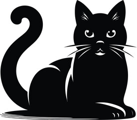 Flat design Cat silhouette vector on a white background
