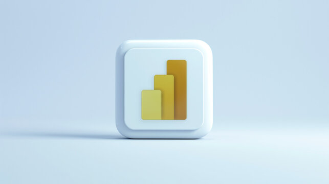 Microsoft Power BI app 3d icon on a pale blue background
