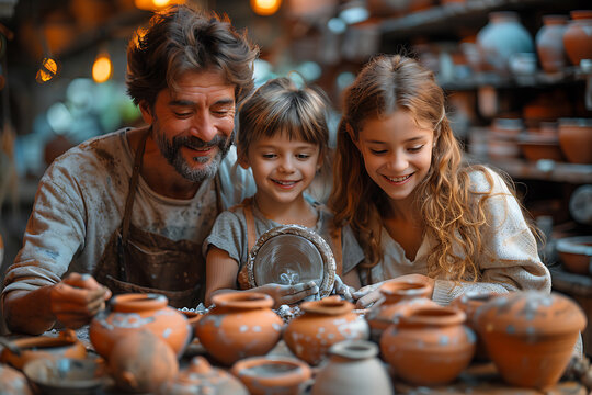 Joyful Family Pottery Session: Creating Memories Together