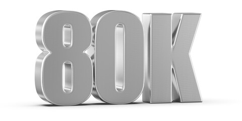 80k Followers Silver Number 3D Render