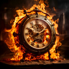 Picture of a clock on fire showing that time is running
AI Generated