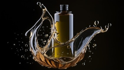 Luxury Olive Oil Bottle in Splash Motion