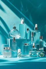 clean and simple arrangement of skincare products, mockup, natural lighting 