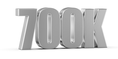 700k Followers Silver Number 3D Render