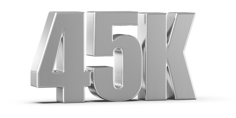 45k Followers Silver Number 3D Render