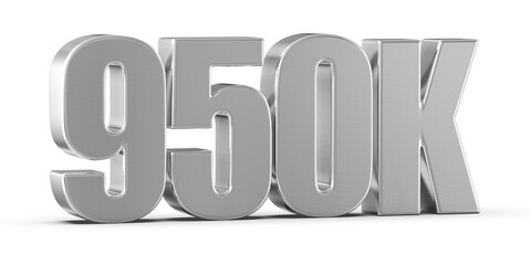 950k Followers Silver Number 3D Render