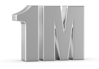 1M Followers Silver Number 3D Render