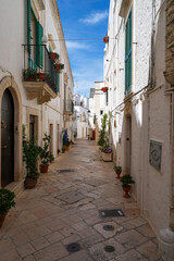 Quiet alley in the historic center of Locorotondo Italy