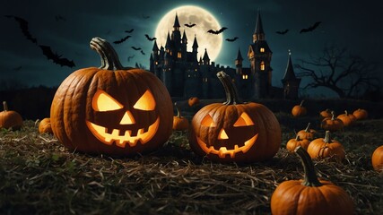 halloween many pumkin with castle doodle art .jpeg