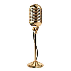 Fototapeta premium Vintage golden microphone, cut out