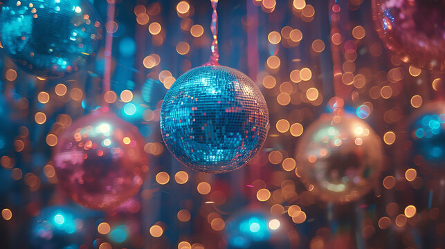 Une boule &agrave; facette suspendue au plafond lors d'une soir&eacute;e disco