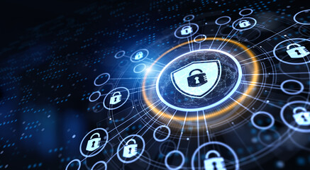 Cyber security data protection privacy concept on virtual screen.