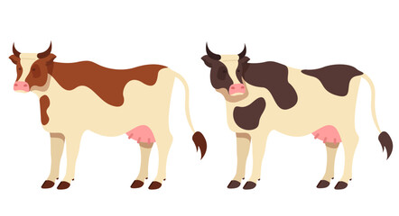 Farm cows animals isolated set. Vector graphic design isolated illustration