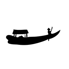 fisherman in boat logo vector silhouette
