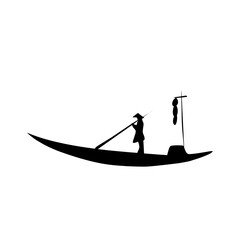 fisherman in boat logo vector silhouette
