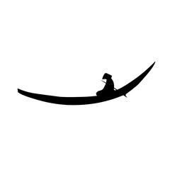 fisherman in boat logo vector silhouette