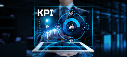 KPI Key performance indicator business and technology concept on screen.