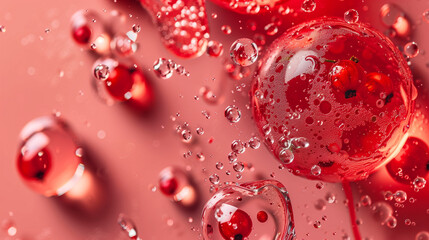 water drops on red background
