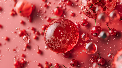 water drops on red background