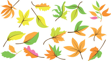 Autumn Leaves collection silhouette vector trendy design