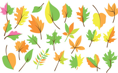 Autumn Leaves collection silhouette vector trendy design