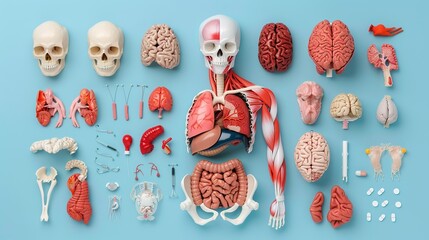 Explore human and animal physiology with detailed 3D models designed for educational use in medical training and learning materials. Clean and Clear Color, Realistic Photo, , Minimalism,