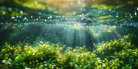 Obraz premium Closeup of swaying Irish Moss underwater. Concept Aquatic Plants, Underwater Photography, Unique Textures, Nature Close-up, Marine Life