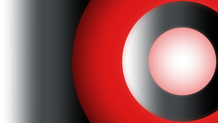 Bunte Illustration mit Kreisen und Kugel in schwarz, grau und rot. Technik, digital, Design