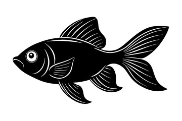 Elegant Goldfish Silhouette Vector Art - Black Graphic Design Illustration.