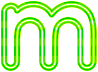 Neon font with luminous bright green lowercase letters typography design-m