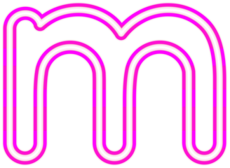 Neon font with luminous bright pink lowercase letters typography design-m