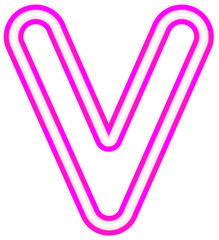 Neon font with luminous bright pink lowercase letters typography design-v