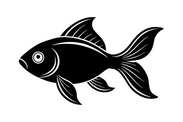 Elegant Goldfish Silhouette Vector Art - Black Graphic Design Illustration.