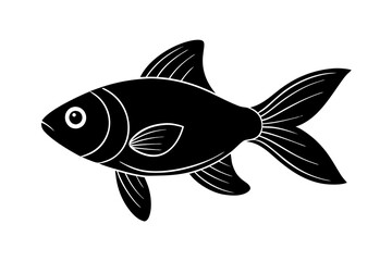 Elegant Goldfish Silhouette Vector Art - Black Graphic Design Illustration.