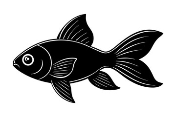 Elegant Goldfish Silhouette Vector Art - Black Graphic Design Illustration.