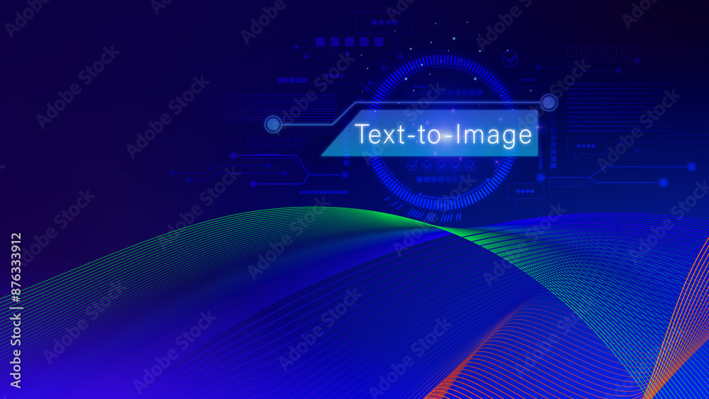 Aufkleber ai tech text to image, virtual graphic with ai, artificial intelligence, using command prompt for ge