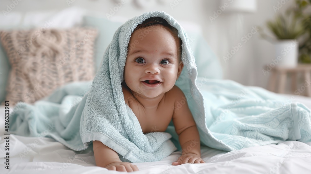 Canvas Prints The adorable baby in blanket.