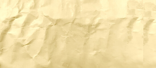 Old brown crumpled paper texture. horizontal banner texture wallpaper. old grunge parchment background. Vintage ancient empty copy space.