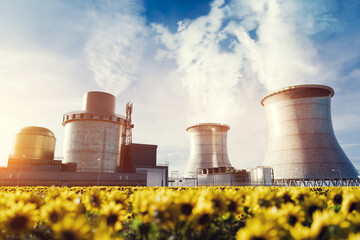 Atomic power station or nuclear power plant producing electricity