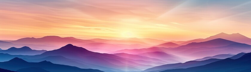 A sunset mountain view with the sky painted in hues of orange, pink, and purple, and the silhouette of the mountains creating a stunning contrast behind the podium